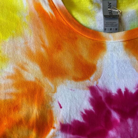 Tie Dye T-shirt -  Mandala Ice Dye - Pink Orange Unique - Men's Women's Medium - Picture 8 of 11